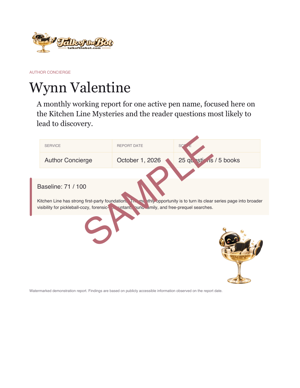 Cover of the Author Concierge sample report